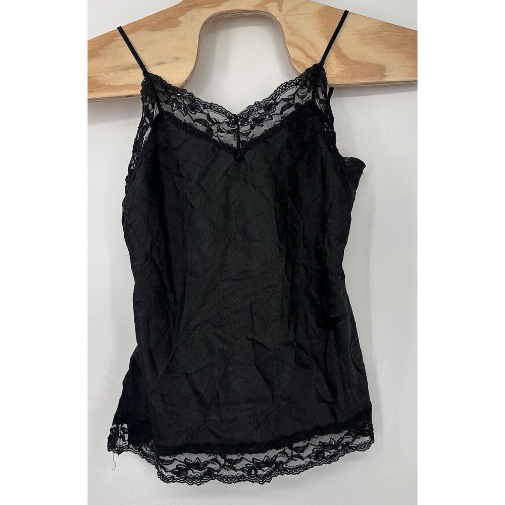 No Boundaries Y2K Lace Camisole Cami Tank Top Black sequins Beads XL Juniors